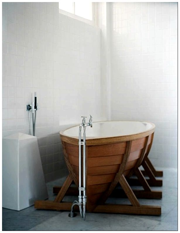деревянная ванна - лодка 