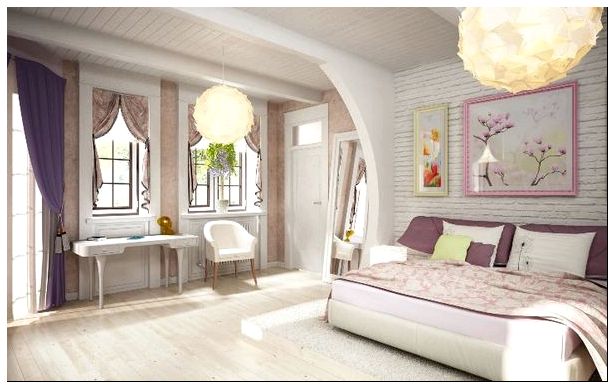 Освещение просторной спальни в стиле романтизм