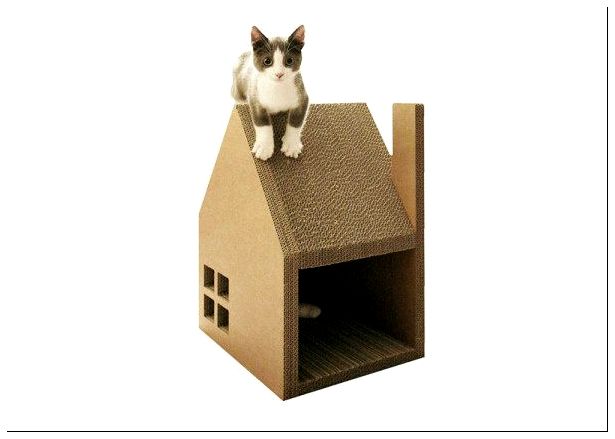 картонный дом-когтеточка для котов