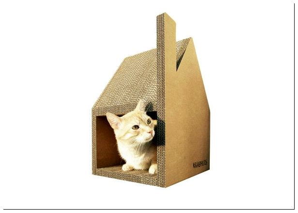картонный дом-когтеточка для котов