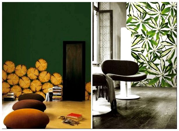 поленья и тропики, оригинальные фото обои Wall&Deco