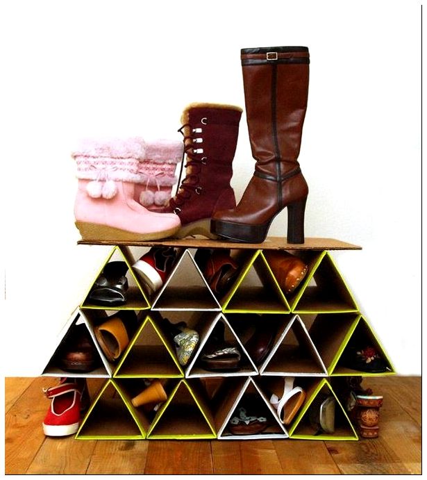 геометрические полки для обуви из картона своими руками