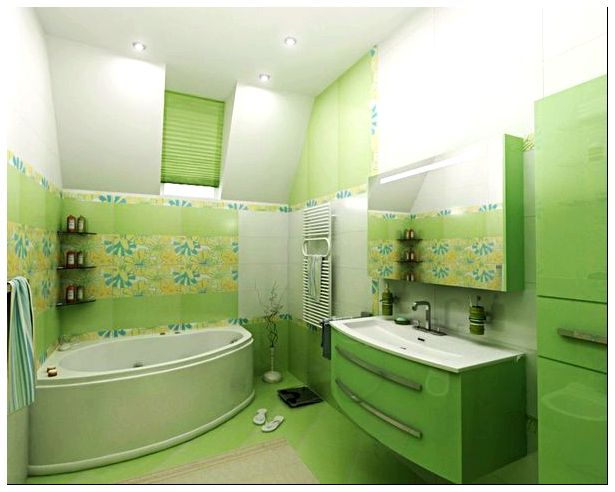 Зеленая ванная комната фото