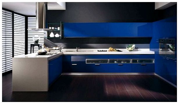 синий электрик, кухни Tess от Scavolini