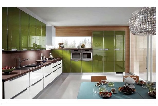 салатовый интерьер кухни Crystal, Scavolini