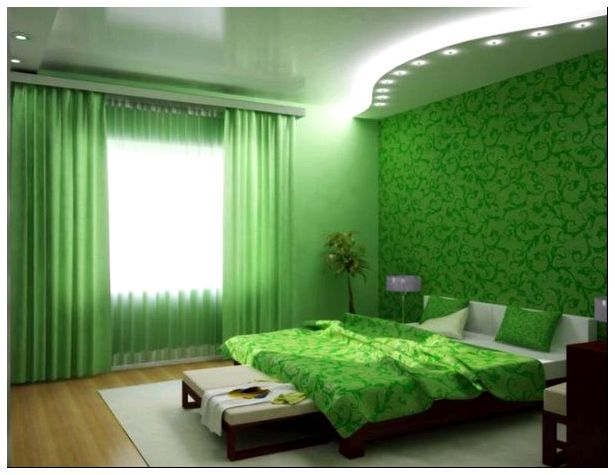 Красивая зеленая спальня